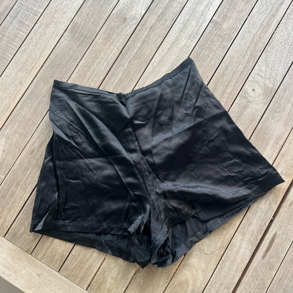 Reformation Chloe Black Silk Shorts